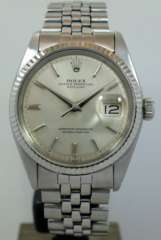 DSC07696 Rolex Datejust 36mm 1601 White-Gold bezel, Jubilee bracelet Box & Papers 1970