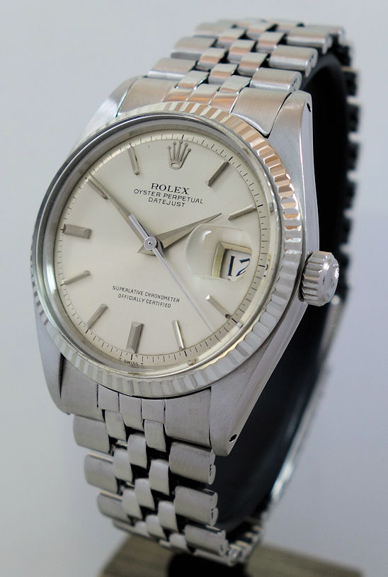 DSC07698 Rolex Datejust 36mm 1601 White-Gold bezel, Jubilee bracelet Box & Papers 1970