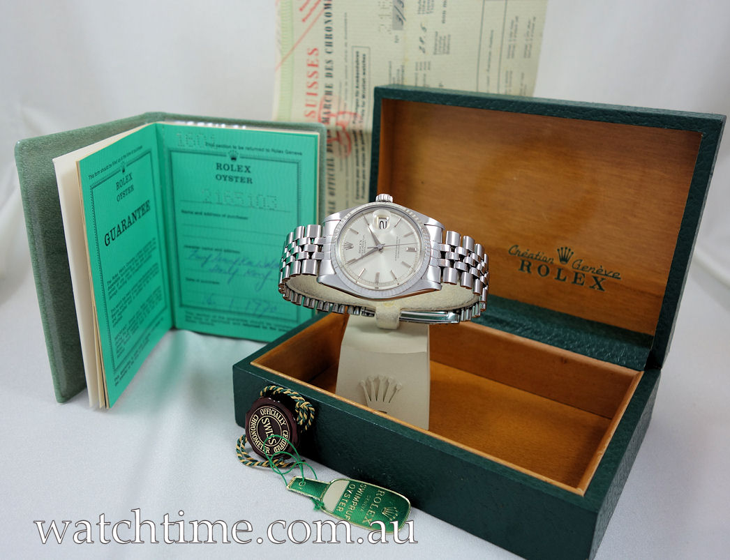 DSC07713 Rolex Datejust 36mm 1601 White-Gold bezel, Jubilee bracelet Box & Papers 1970