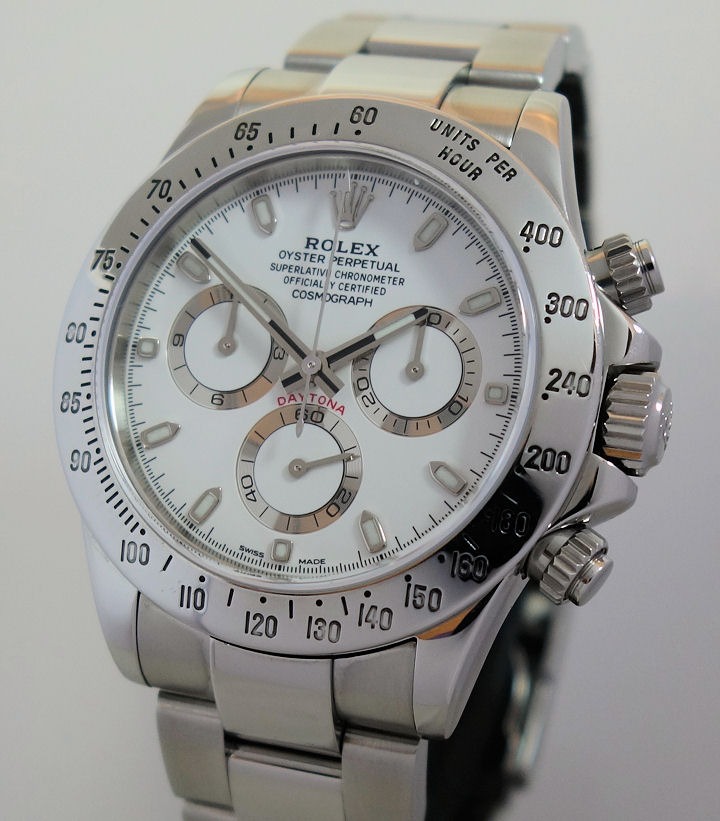 DSC07750 ROLEX Daytona Steel 116520 White-dial & "Winner" case-back "Full Rolex Service"