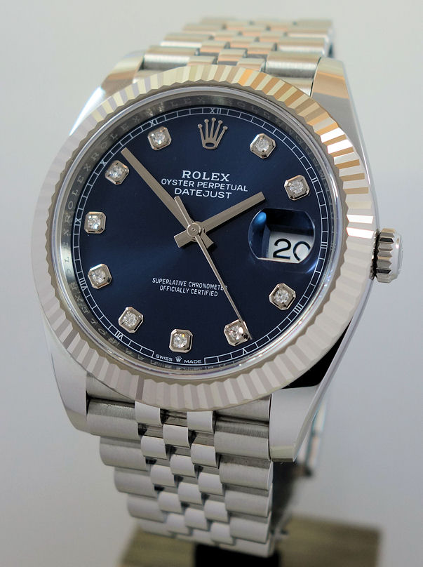 DSC07814 Rolex Datejust 41mm Blue Diamond dial, Fluted bezel, Jubilee bracelet 126334