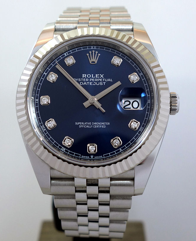 DSC07817 Rolex Datejust 41mm Blue Diamond dial, Fluted bezel, Jubilee bracelet 126334