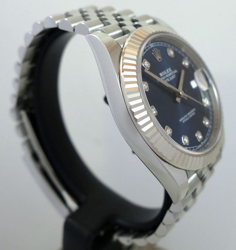 DSC07823 Rolex Datejust 41mm Blue Diamond dial, Fluted bezel, Jubilee bracelet 126334