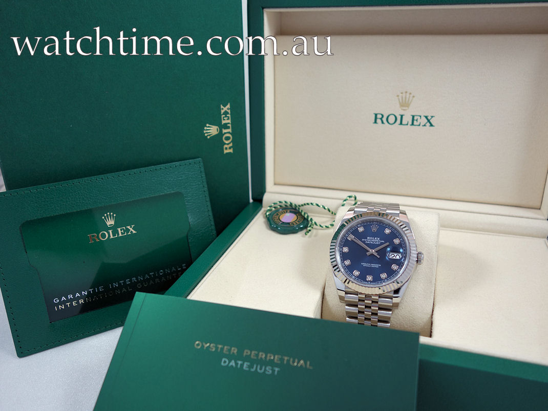 DSC07908 Rolex Datejust 41mm Blue Diamond dial, Fluted bezel, Jubilee bracelet 126334