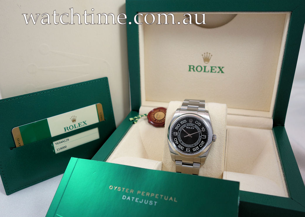 DSC07911 Rolex Oyster Perpetual 36 Black Concentric Arabic dial 116000 Box & Card Unused!!