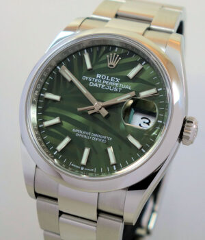 Rolex Datejust 36 Green Palm Dial 126200 Box & Card 2023