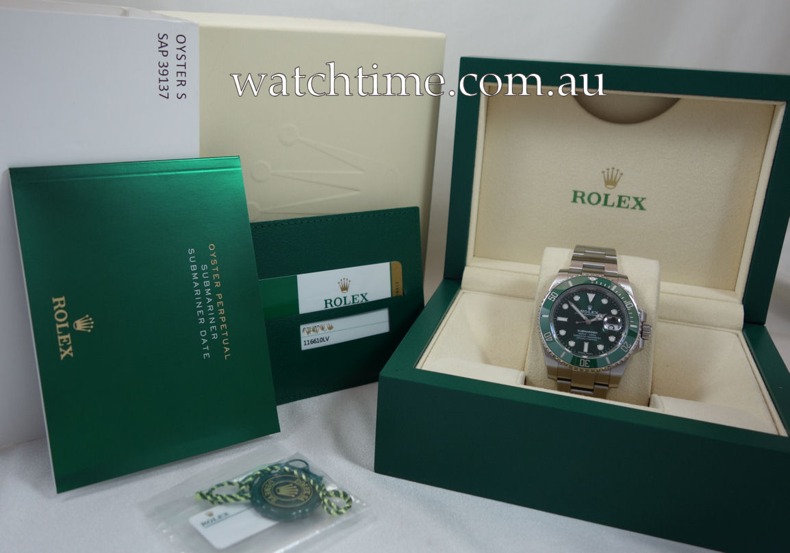 DSC08174 Rolex Submariner 116610LV GREEN HULK Box & Card 2017 *FULL SET*