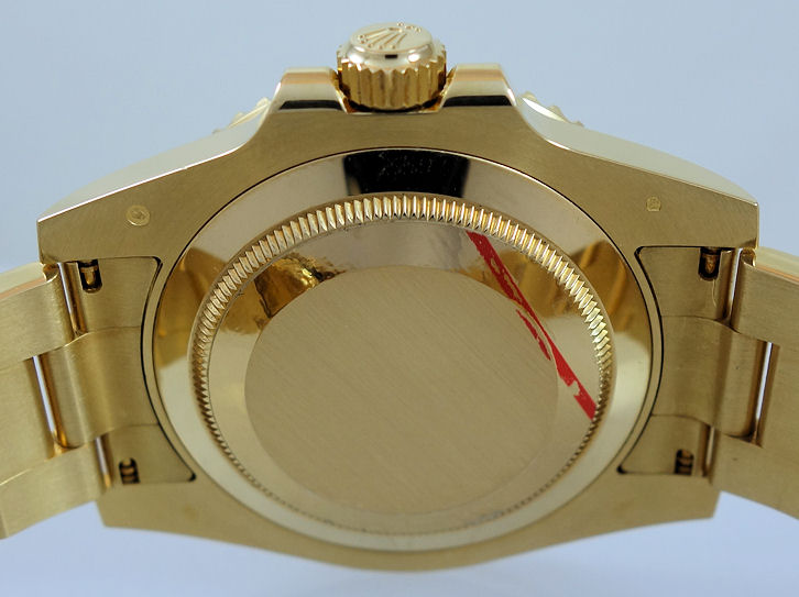 DSC08409 ROLEX Submariner 18k Yellow-Gold Rare Matt Blue Dial 116618 LB Box & Card Collectors Quality As New.