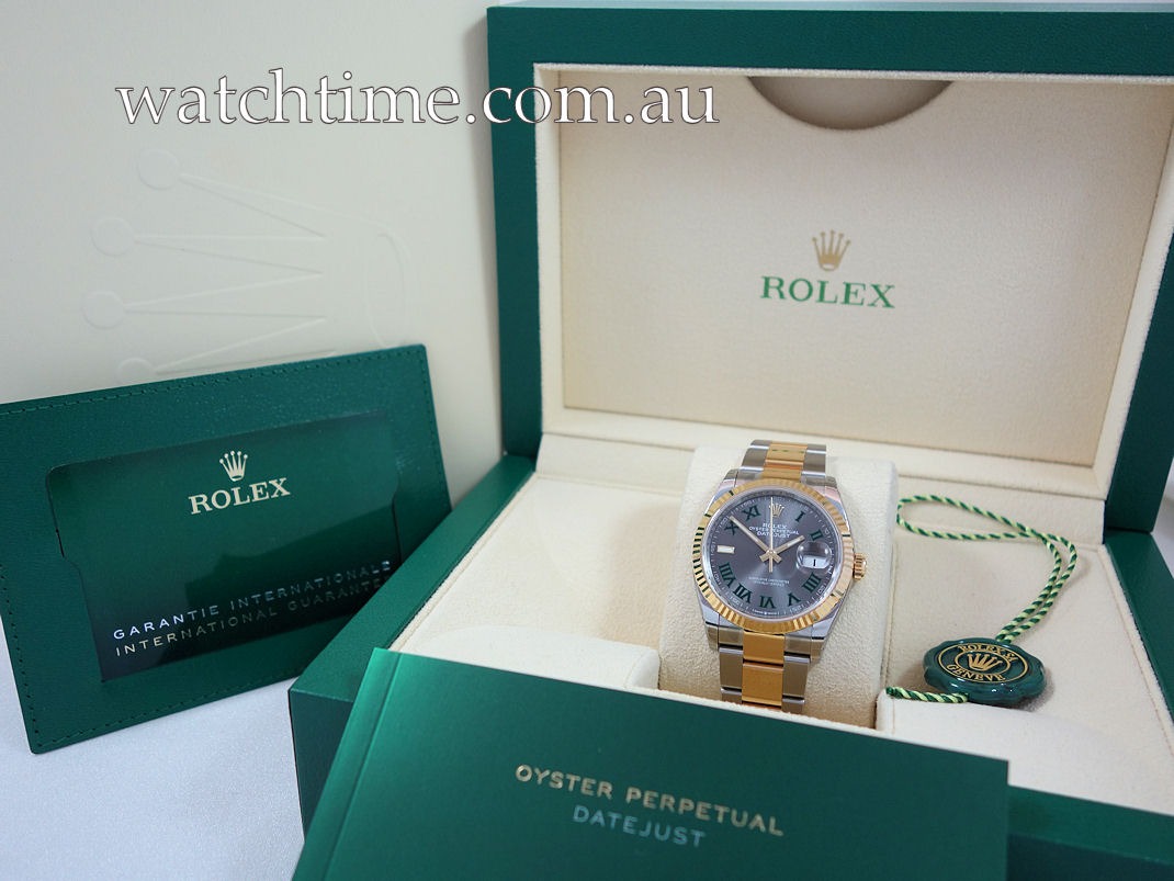 DSC08559 Rolex Datejust 36 Steel & 18k Yellow-Gold, Wimbledon dial 126233 Box & Card *UNUSED*