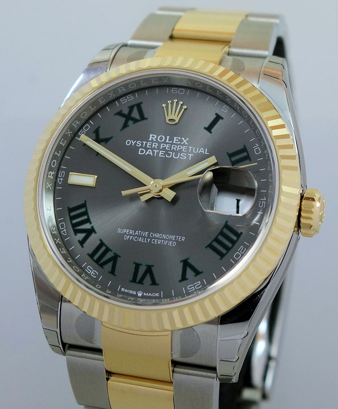 DSC08560 Rolex Datejust 36 Steel & 18k Yellow-Gold, Wimbledon dial 126233 Box & Card *UNUSED*