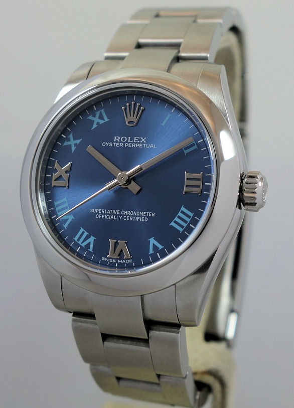 DSC08600 ROLEX Oyster Perpetual 31, RARE Blue Roman dial 177200 Box & Card