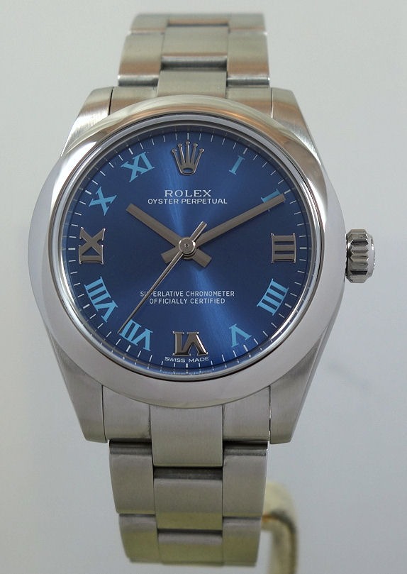 DSC08604 ROLEX Oyster Perpetual 31, RARE Blue Roman dial 177200 Box & Card