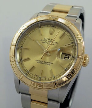 ROLEX  Datejust Turnograph, 16263 Gold-dial  2002 Box & Papers