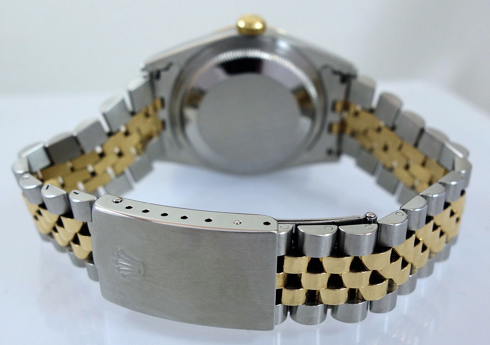 DSC09018 Rolex Datejust 36 Champagne Diamond dial 18k & Steel 16233