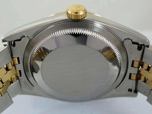DSC09019 Rolex Datejust 36 Champagne Diamond dial 18k & Steel 16233