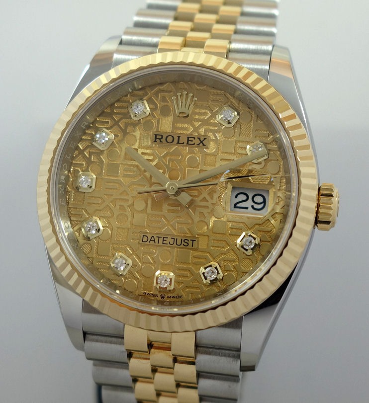DSC09603 Rolex Datejust 36 18ct Yellow-gold & Steel Computer Diamond dial 126233