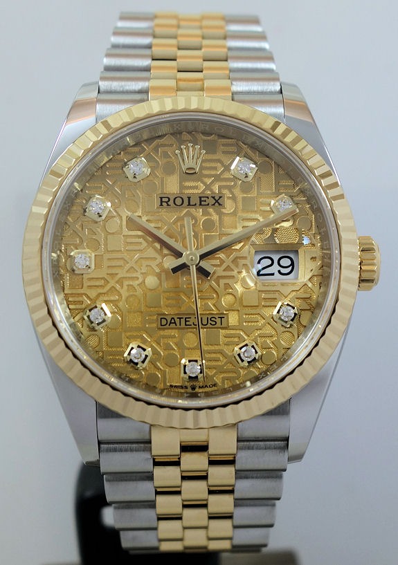 DSC09606 Rolex Datejust 36 18ct Yellow-gold & Steel Computer Diamond dial 126233