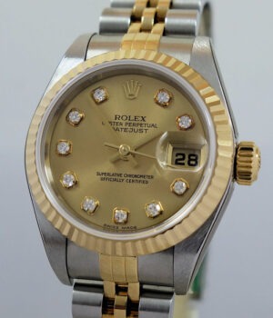 Rolex Lady Datejust 79173 Steel & Yellow-Gold, Diamond dial 2003 Box & Papers