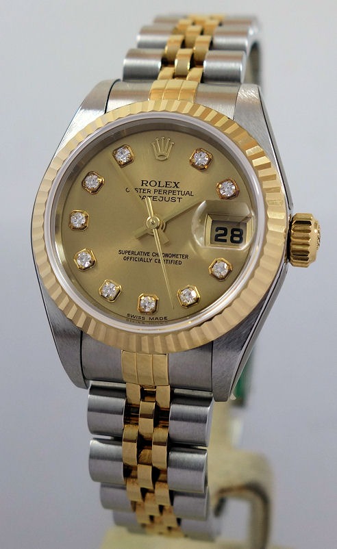 DSC09626 Rolex Lady Datejust 79173 Steel & Yellow-Gold, Diamond dial 2003 Box & Papers